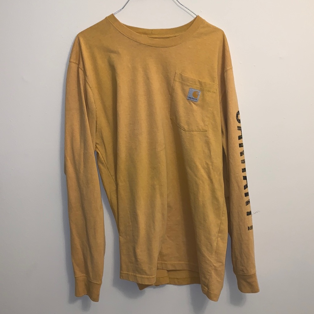 Yellow Carhartt long sleeve work t shirt. Size M fits like L